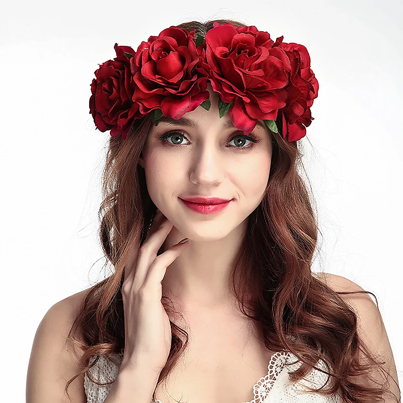 Fashion Bohemia Bride Rose Flower Wreath Headbands Women Girl Floral Crown Hairband Wedding Headband Garland Hair Accessories
Fashion Bohemia Bride Rose Flower Wreath Headbands Women Girl Floral Crown Hairband Wedding Headband Garland Hair Accessories