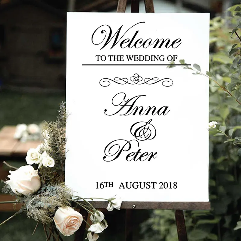 Personalised Bride And Groom Name Sticker Welcome To Our Wedding Quote Decal Vinyl Wedding Sign Date Mirror Art Decor Gift WE06
Personalised Bride And Groom Name Sticker Welcome To Our Wedding Quote Decal Vinyl Wedding Sign Date Mirror Art Decor Gift WE06