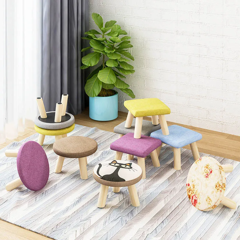 Модная детская мебель табурет для сидений оттоманов деревянная ткань дверной