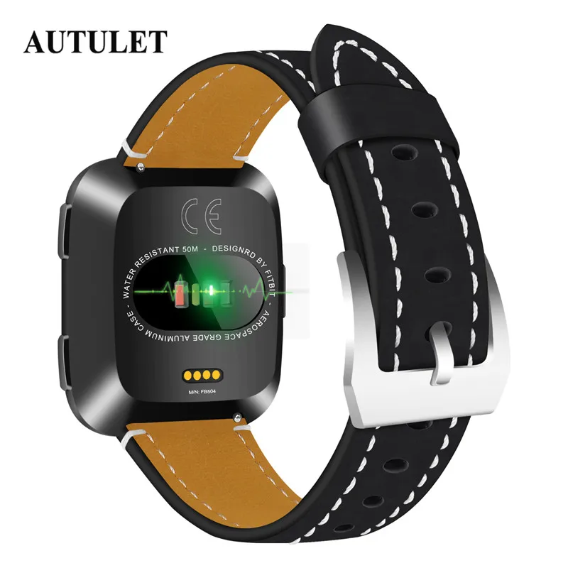 Fitbit Versa часы ремешок из натуральной мягкой кожи мужские и женские аксессуары Orange