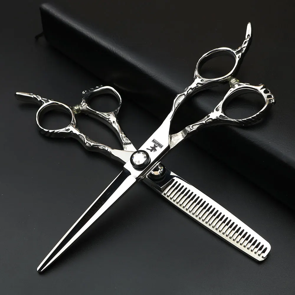 6 inch professional hairdressing scissors Japan 440C hair scissors high quality barber shop cutting and thinning scissors
6 inch professional hairdressing scissors Japan 440C hair scissors high quality barber shop cutting and thinning scissors