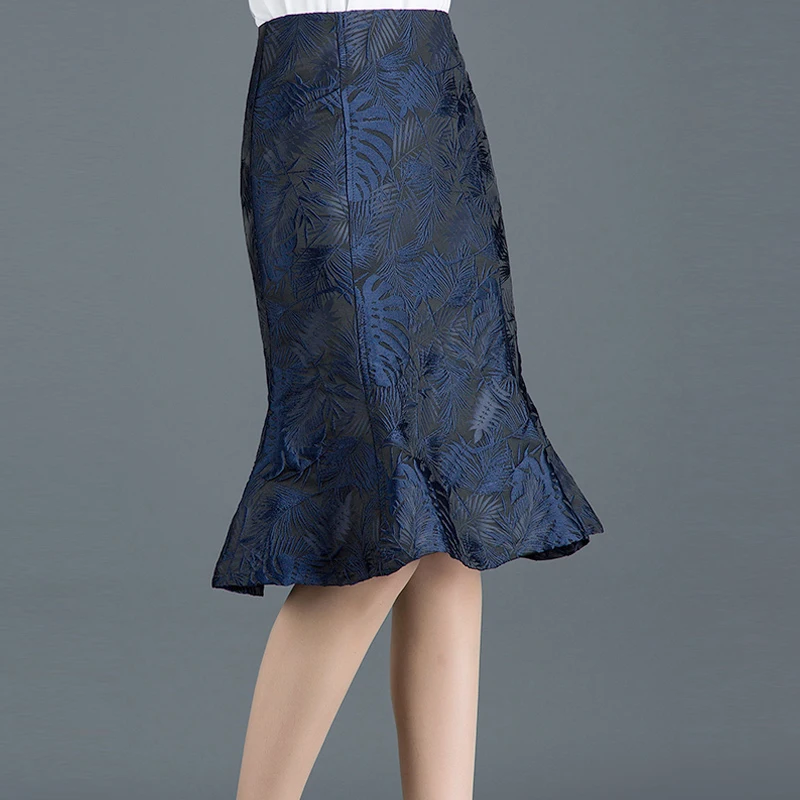 Spring Fall Fashion Office Laides Woman Blue High Waisted Dobby Flower Ruffles Trumpet Skirt , Woman 4xl Mermaid Pencil Skirts
Spring Fall Fashion Office Laides Woman Blue High Waisted Dobby Flower Ruffles Trumpet Skirt , Woman 4xl Mermaid Pencil Skirts