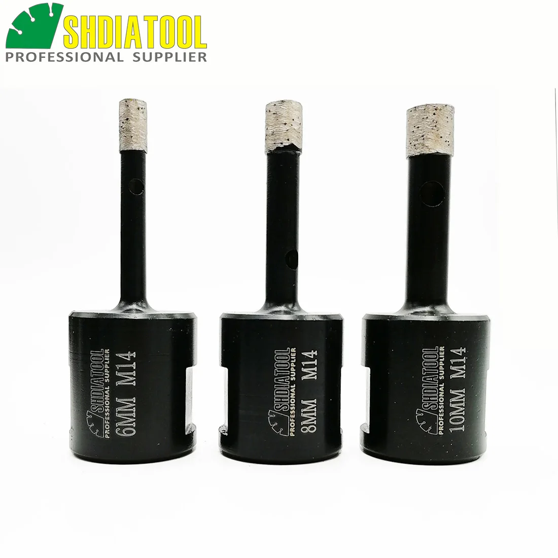 SHDIATOOL 3pcs M14 Dia 6+8+10mm Welded Diamond Drilling Core Bits (Wet) Stone Diamond Drill Bit Hard Granite Marble Hole Saw
SHDIATOOL 3pcs M14 Dia 6+8+10mm Welded Diamond Drilling Core Bits (Wet) Stone Diamond Drill Bit Hard Granite Marble Hole Saw