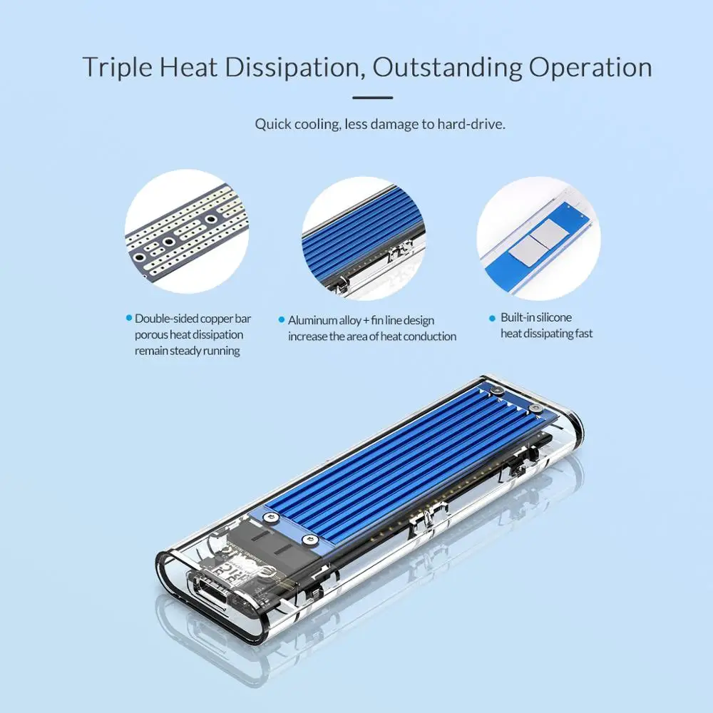 ORICO M.2 SSD Case 10Gbps Support UASP Protocol USB3.1 Gen2 Type-C Mini Transparent SSD Enclosure With C to C and C to A Cable
ORICO M.2 SSD Case 10Gbps Support UASP Protocol USB3.1 Gen2 Type-C Mini Transparent SSD Enclosure With C to C and C to A Cable