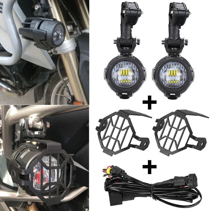 Universal Motorcycle LED Auxiliary Fog Light Assemblie Driving Lamp 40W Headlight For BMW R1200GS/ADV/F800GS/F700GS/F650FS Parts