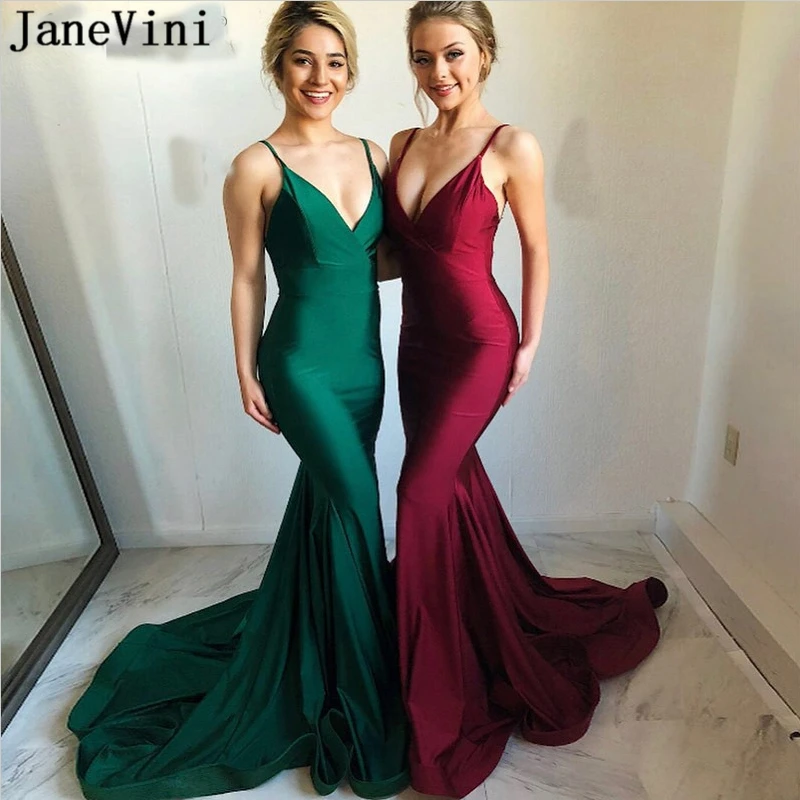 JaneVini Simple Mermaid Long Burgundy Prom Dresses Sweep Train 2019 Spaghetti Straps Sexy Open Back Plus Size Satin Prom Dress
JaneVini Simple Mermaid Long Burgundy Prom Dresses Sweep Train 2019 Spaghetti Straps Sexy Open Back Plus Size Satin Prom Dress