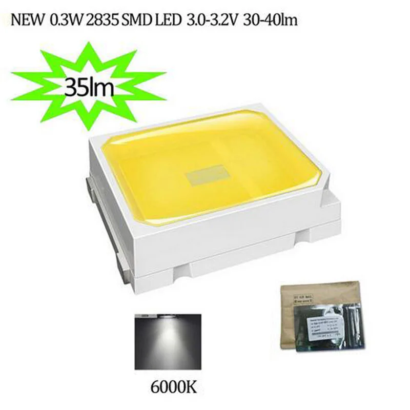 100PCS 110lm/W 0.3W 2835 SMD LED 100Pcs 3V 6000K free shipping with 100% Tracking
100PCS 110lm/W 0.3W 2835 SMD LED 100Pcs 3V 6000K free shipping with 100% Tracking