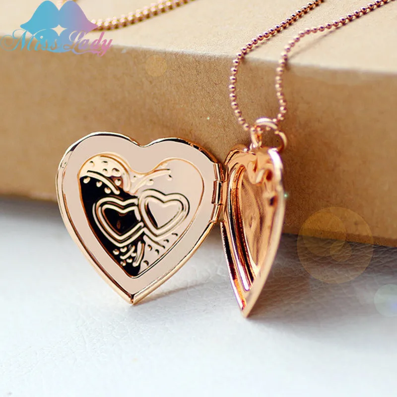 Фото Карманные часы Miss Lady с двойным сердцем ожерелье полированное - купить
