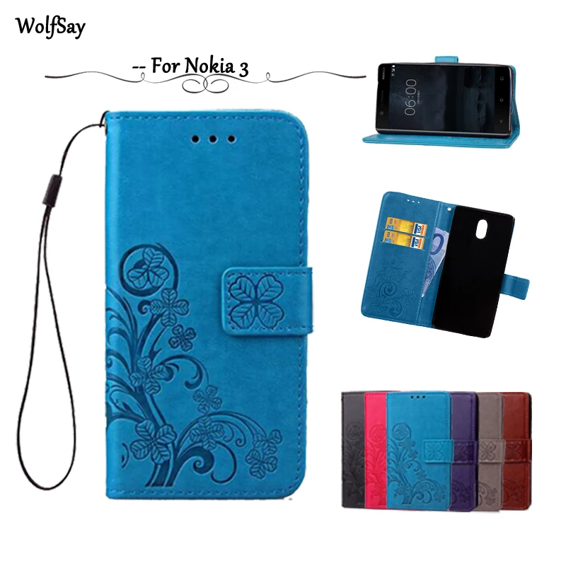 Фото Кожаный чехол Wolfsay для Nokia 3 мягкий силиконовый бумажник с - купить