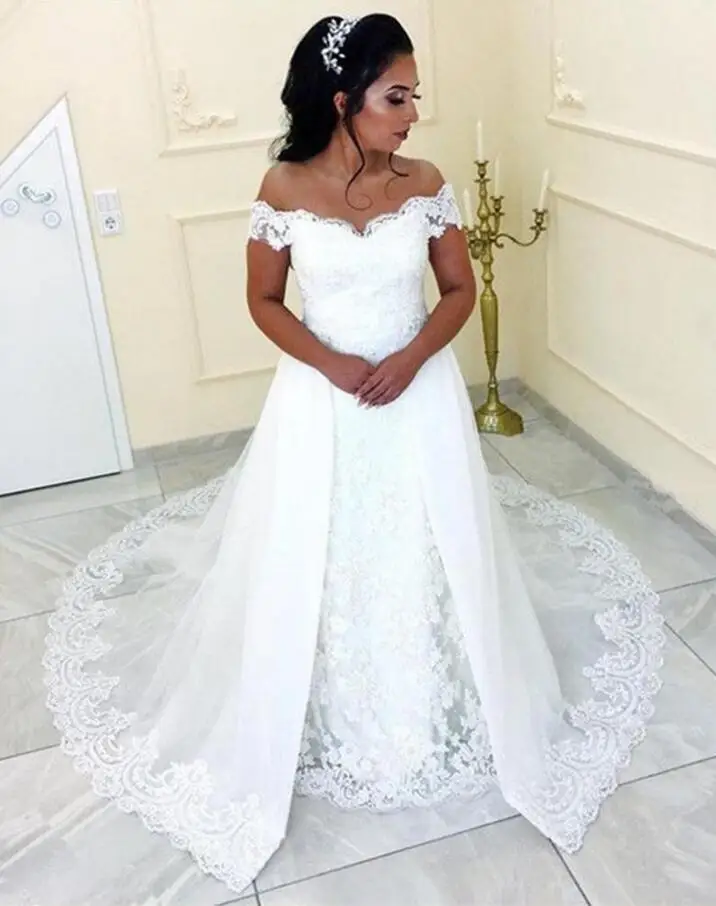 Sexy Vintage Lace Overskirts White Wedding Dresses 2019 Off Shoulder Plus Size White Cheap Arabic African Country Bridal Gowns
Sexy Vintage Lace Overskirts White Wedding Dresses 2019 Off Shoulder Plus Size White Cheap Arabic African Country Bridal Gowns