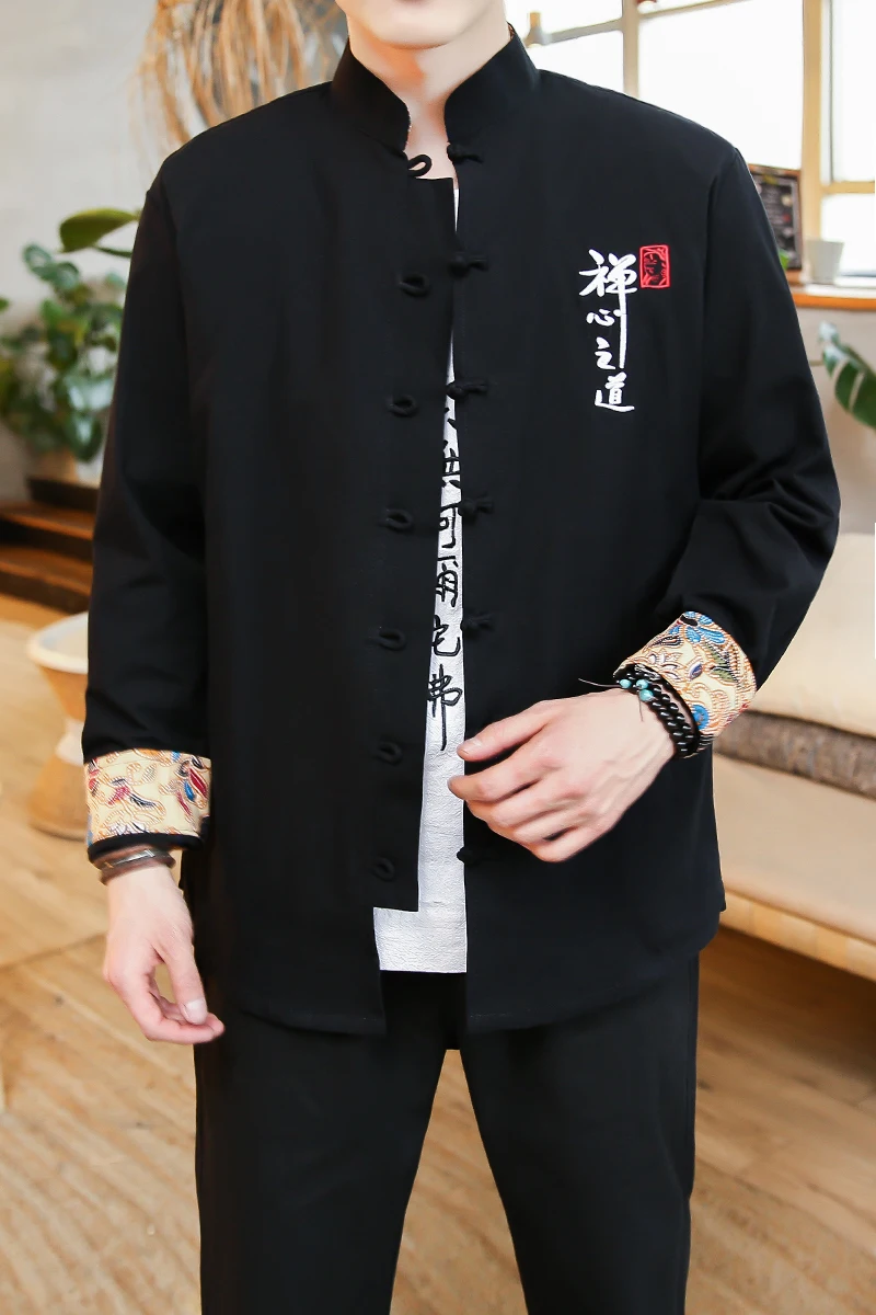 Black Two-piece Mens Sets jacket+Pants Drawstring Waist Chinese Character Embroidered Decorative Men's long sleeve Suit 5XL
Black Two-piece Mens Sets jacket+Pants Drawstring Waist Chinese Character Embroidered Decorative Men's long sleeve Suit 5XL
