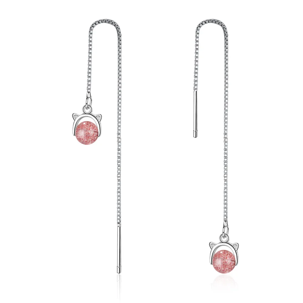 Wholesale 925 sterling silver fashion pink Natural Strawberry Crystal ladies long stud earrings jewelry women gift Anti allergy
Wholesale 925 sterling silver fashion pink Natural Strawberry Crystal ladies long stud earrings jewelry women gift Anti allergy