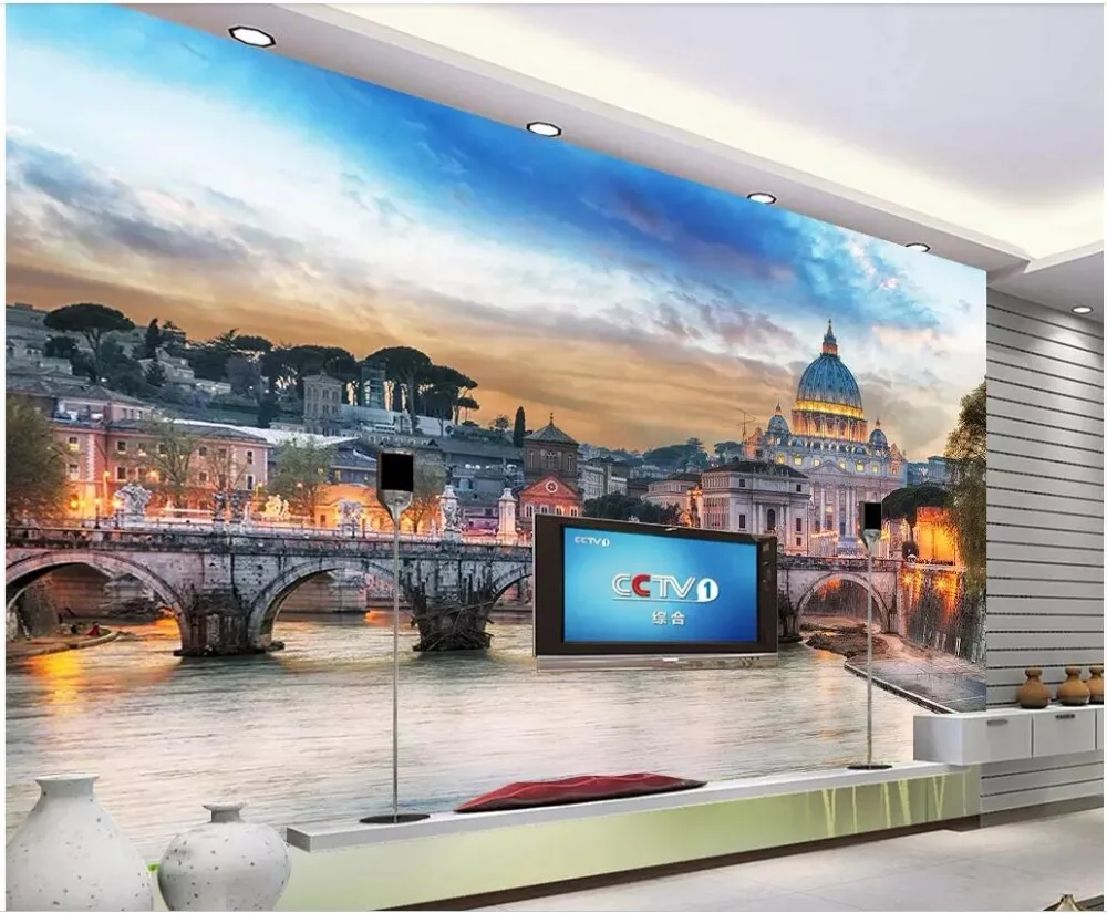 

3d photo wallpaper custom mural Arch bridge European architecture Roman landscape home decor living room wallpaper for walls 3 d