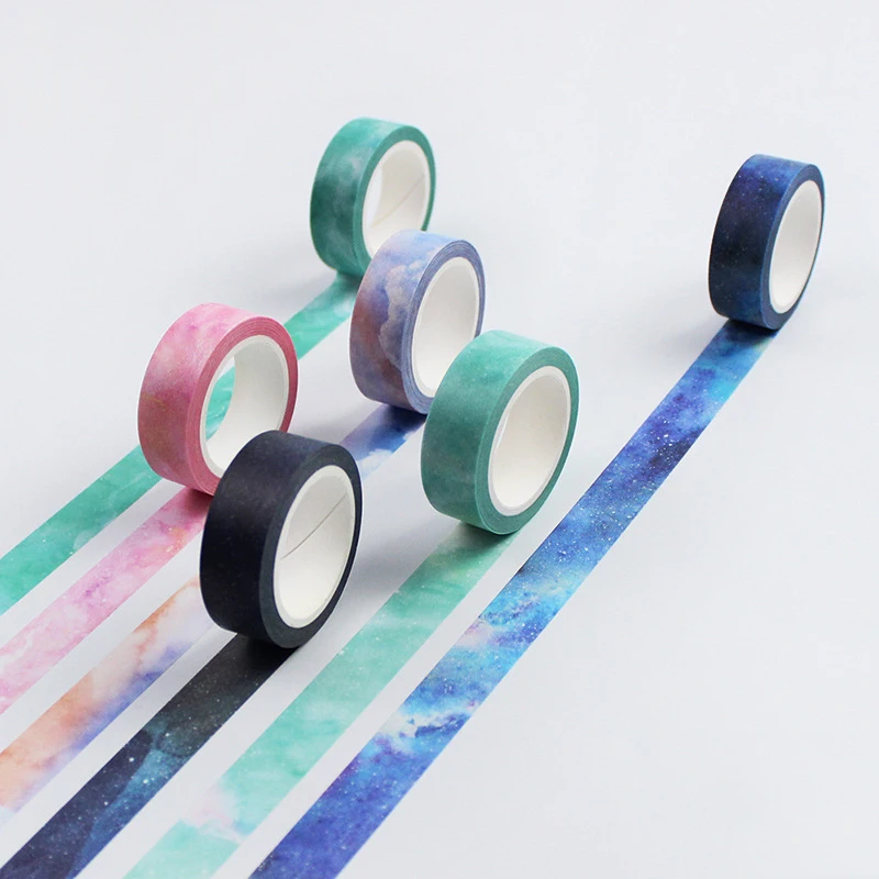 1PC New 15mmx8m Twilight Dream Nebula Washi Decorative Adhesive Tape DIY Masking Paper Tape Sticker Office Supplies
1PC New 15mmx8m Twilight Dream Nebula Washi Decorative Adhesive Tape DIY Masking Paper Tape Sticker Office Supplies