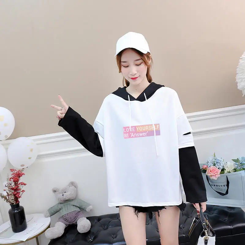 Love Yourself T Shirt Women Autumn Bangtan Boys Kpop Tops Long Sleeve Fake Two Pices Hooded Tee Shirt Casual Korean Clothes
Love Yourself T Shirt Women Autumn Bangtan Boys Kpop Tops Long Sleeve Fake Two Pices Hooded Tee Shirt Casual Korean Clothes