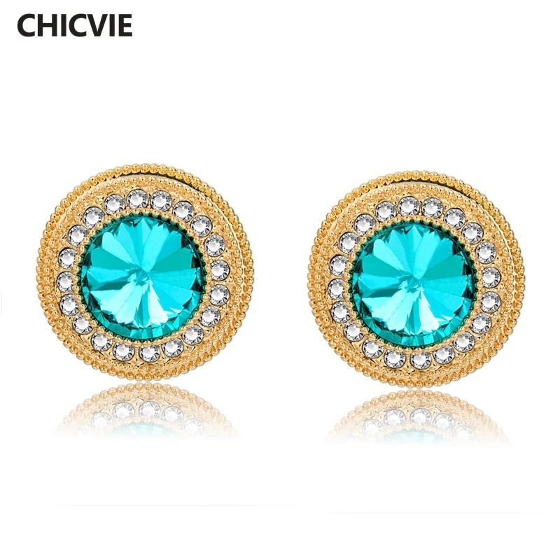 CHICVIE Vintage Round Blue Crystal Earrings For Women Gold Statement Stud Earrings Wedding Fashion Jewelry Earrings SER150078
CHICVIE Vintage Round Blue Crystal Earrings For Women Gold Statement Stud Earrings Wedding Fashion Jewelry Earrings SER150078