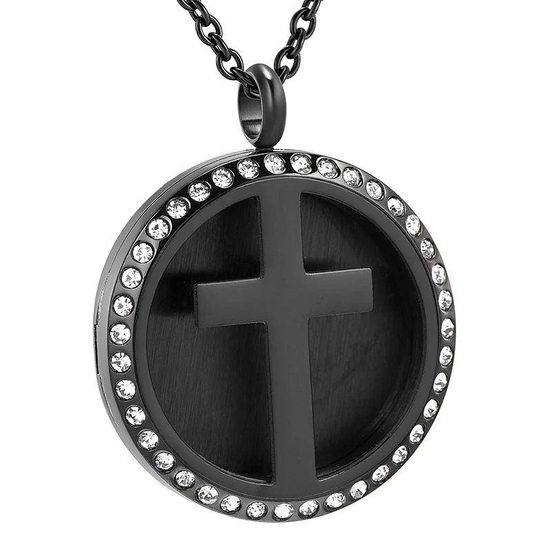Round Hollow Aromatherapy Pendant Necklace Cross stainless steel Essential Oils Diffuser Perfume Locket Jewelry | Украшения и