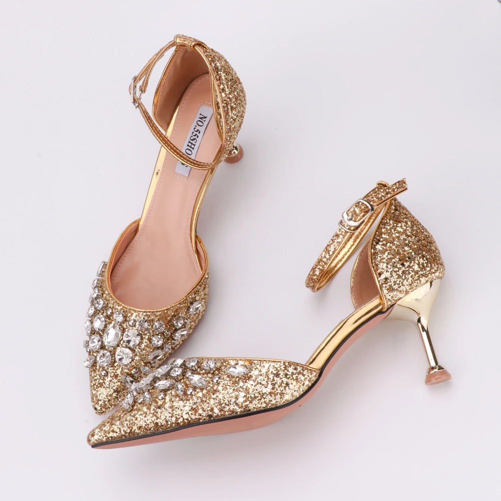 Woman Sandals Gold Fashion Sequins Buckle Strap Comfortable High Heels Crystal Bling 10cm 6cm Heel Princess Shoes Luxury Design
Woman Sandals Gold Fashion Sequins Buckle Strap Comfortable High Heels Crystal Bling 10cm 6cm Heel Princess Shoes Luxury Design