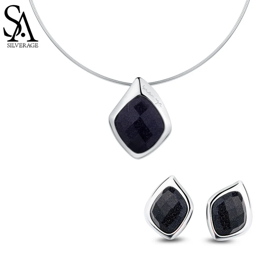 SA SILVERAGE 925 Sterling Silver Rhombus Shape Pendant Choker Stud Earring Wedding Rings Jewelry Set for Woman Black Color
SA SILVERAGE 925 Sterling Silver Rhombus Shape Pendant Choker Stud Earring Wedding Rings Jewelry Set for Woman Black Color