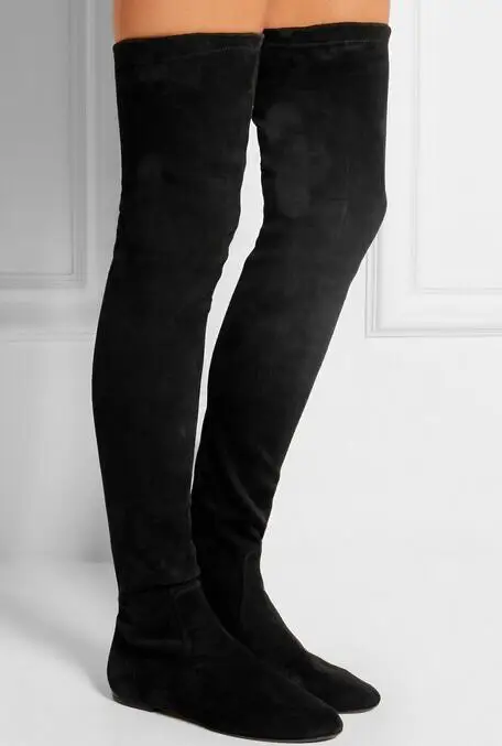 Big Size 10 Hot Selling Black Suede Leather Round Toe Over The Knee Boots Elastic Stretch Thigh High Flat Long Boots Woman
Big Size 10 Hot Selling Black Suede Leather Round Toe Over The Knee Boots Elastic Stretch Thigh High Flat Long Boots Woman