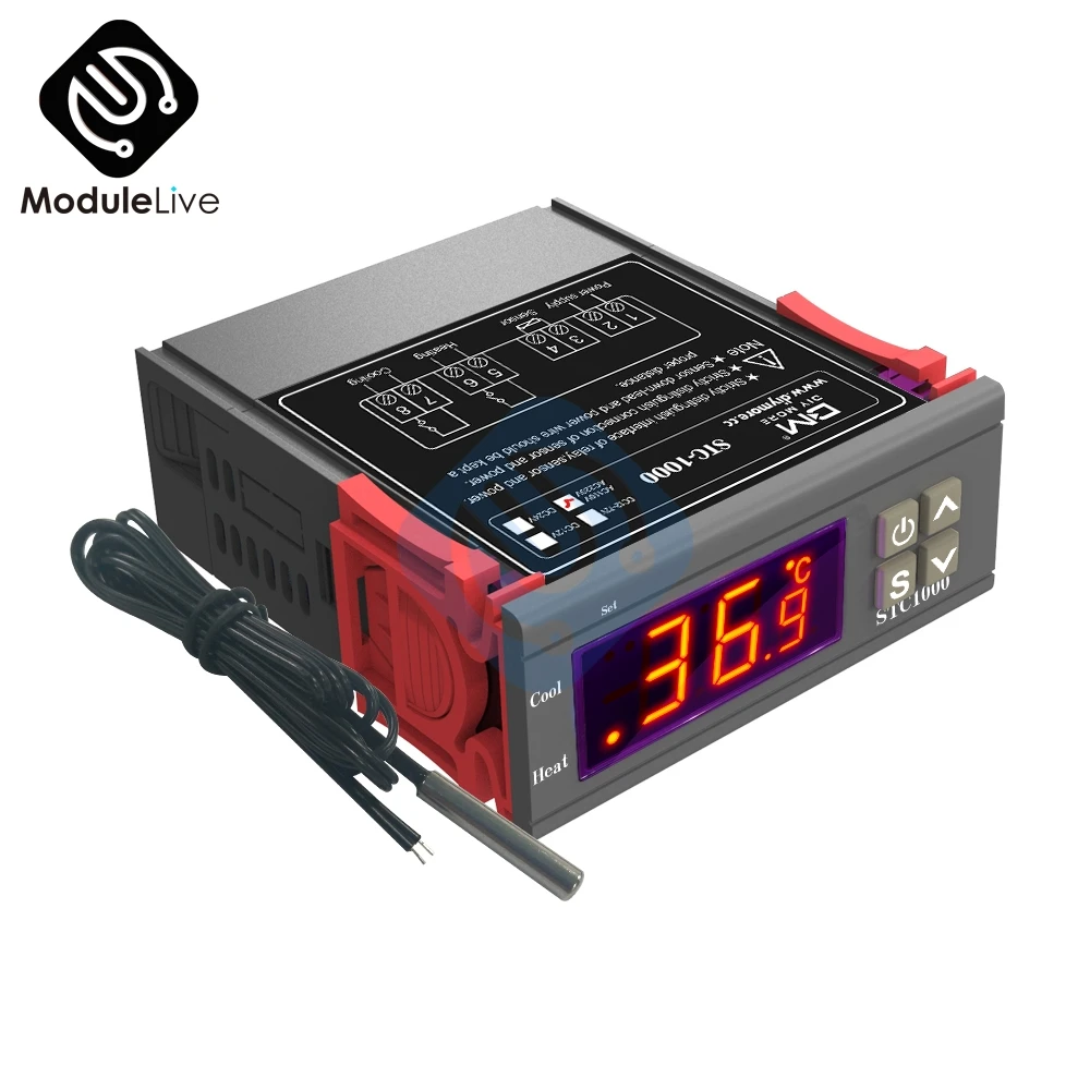 STC-1000 DC 12V 24V AC 110V 220V 10A Two Relay Output LED Digital Temperature Controller Thermostat Incubator with Heater Cooler
STC-1000 DC 12V 24V AC 110V 220V 10A Two Relay Output LED Digital Temperature Controller Thermostat Incubator with Heater Cooler