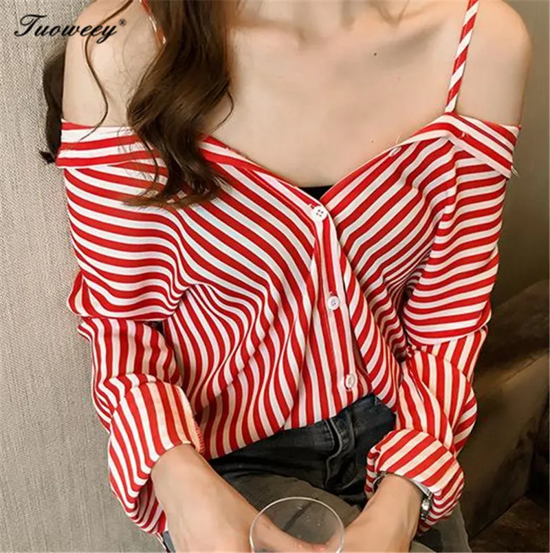 Fashion Women Ladies Summer Long Sleeve Stripe Shirts Off Shoulder Blue Loose Casual Blouse Tops Shirt Clothes
Fashion Women Ladies Summer Long Sleeve Stripe Shirts Off Shoulder Blue Loose Casual Blouse Tops Shirt Clothes