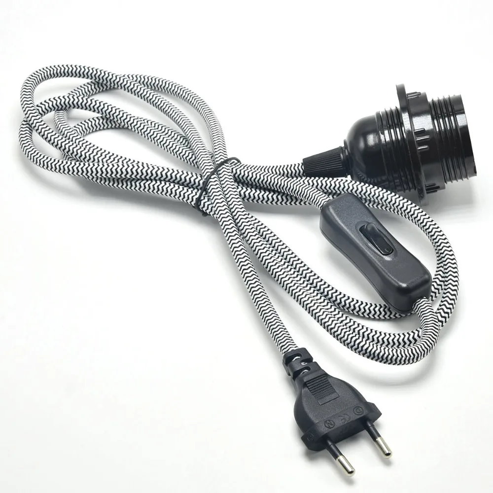 E27 Lamp Socket EU Plug Power Cord with Switch Lamp Bases Fabric Electric Wire Lamp Switch Cable for LED Bulb Bases Holders 2M
E27 Lamp Socket EU Plug Power Cord with Switch Lamp Bases Fabric Electric Wire Lamp Switch Cable for LED Bulb Bases Holders 2M
