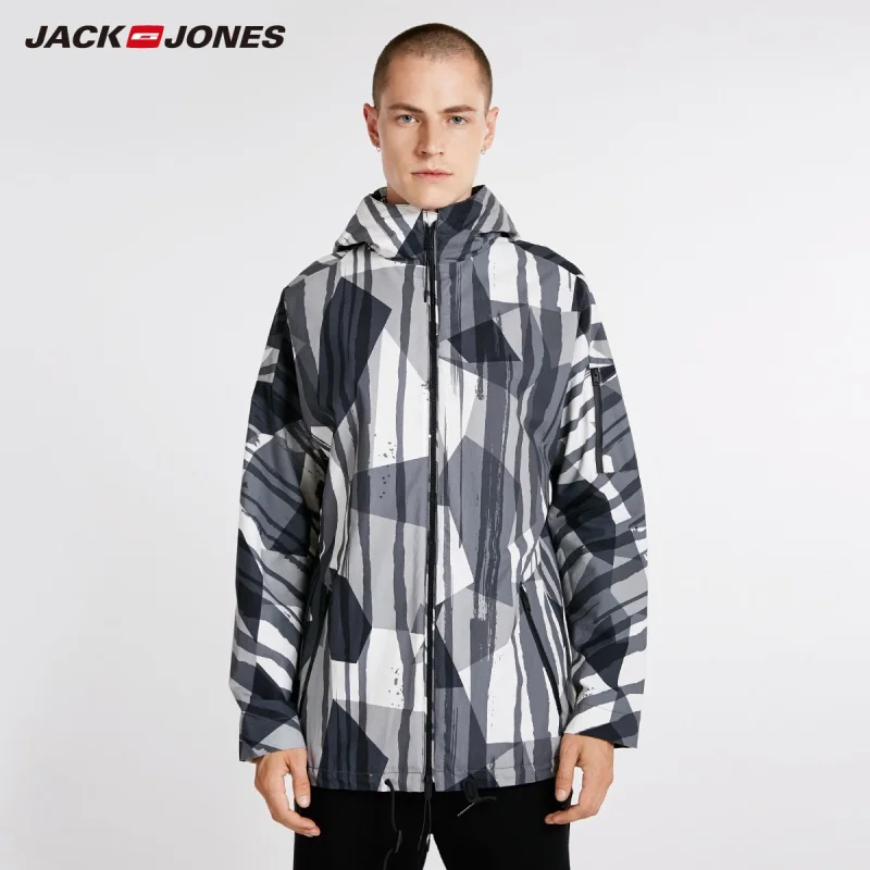 Jack & Jones Мужская осенняя куртка с принтом C | 218321550 одежда