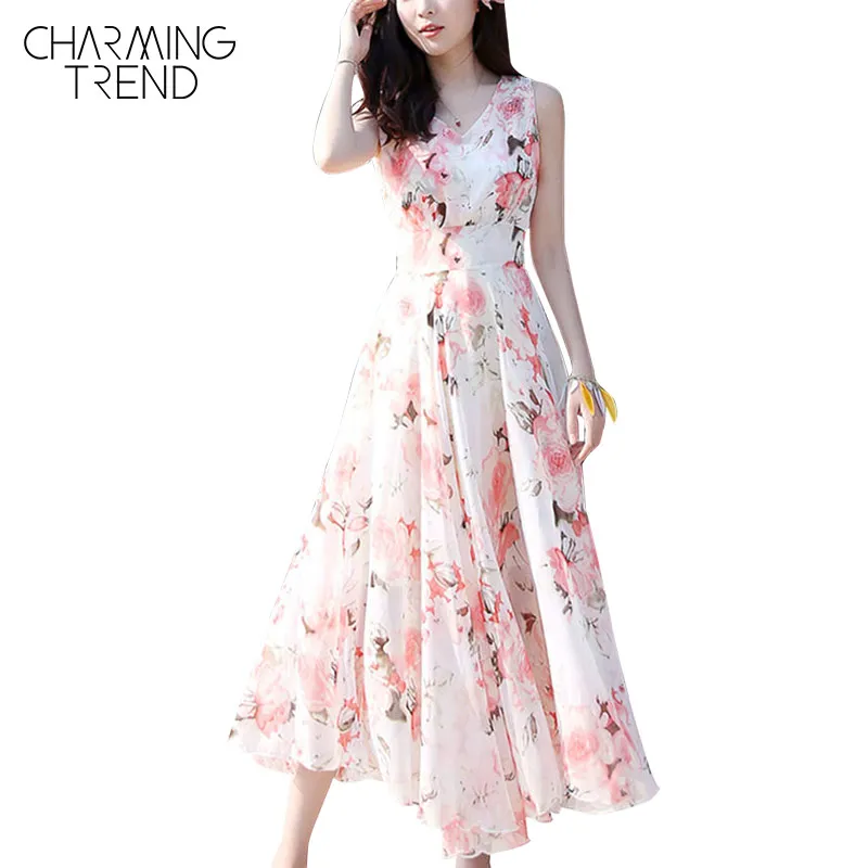 Charmingtrend элегантные платья для женщин летние женские платье макси длинное с