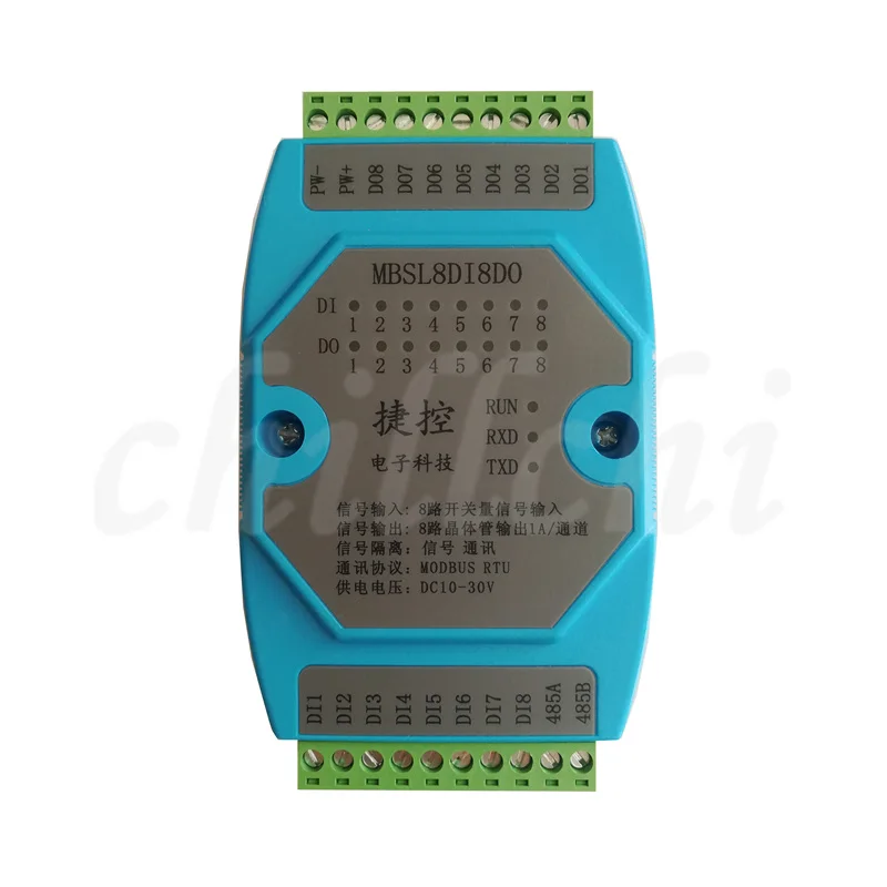 8-полосный цифровой вход, 8 цифровых выходных изоляций, контроль сбора MODBUS, используется стандартная связь MODBUS-RTU RS485
8-полосный цифровой вход, 8 цифровых выходных изоляций, контроль сбора MODBUS, используется стандартная связь MODBUS-RTU RS485