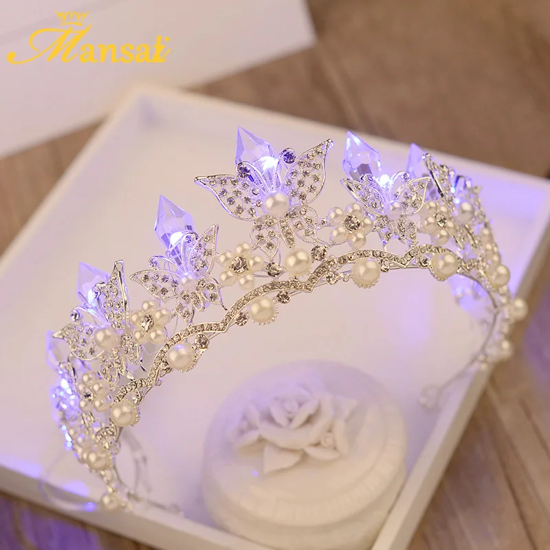 Фото Свадебная тиара в виде бабочки свадебная светящаяся корона для девушек