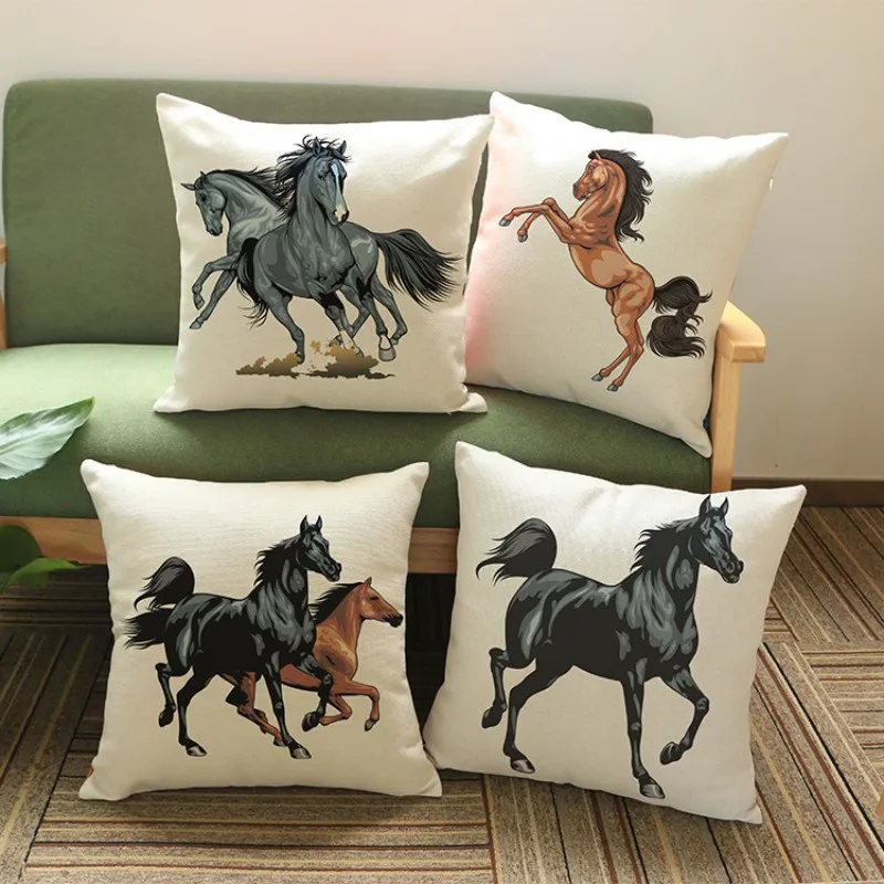 Horse Cushion Cover Cotton Linen Beige Sofa Decorative Pillows Covers Animals Black Horse Pillow case for waist back Car Seat
Horse Cushion Cover Cotton Linen Beige Sofa Decorative Pillows Covers Animals Black Horse Pillow case for waist back Car Seat