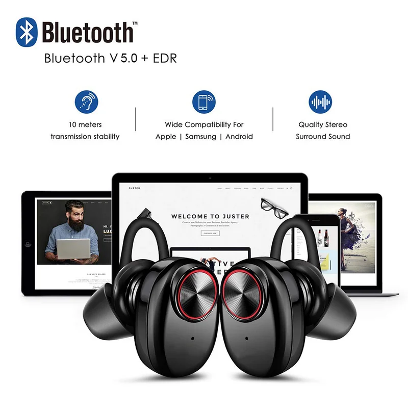 Bluetooth5.0 наушники Беспроводной бизнес стерео микро-гарнитура наушники-вкладыши со