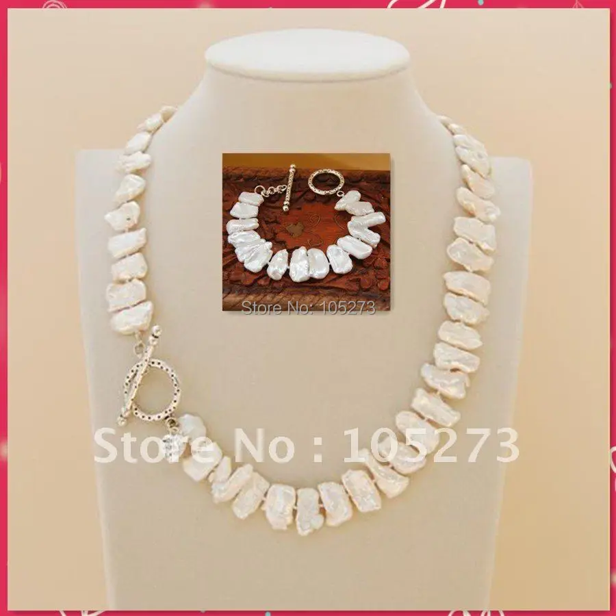 8-19MM Freshwater Cultured Biwa Pearl White Toggle Necklace 18'inchs 8'inchs bracelet Jewelry Set New Free Shipping FN2240A
8-19MM Freshwater Cultured Biwa Pearl White Toggle Necklace 18'inchs 8'inchs bracelet Jewelry Set New Free Shipping FN2240A