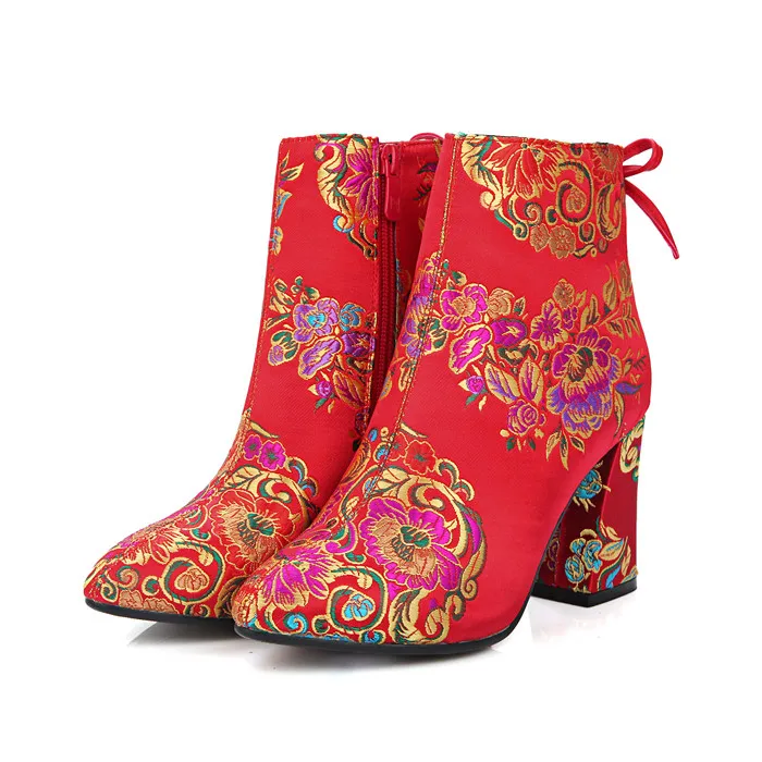 Chinese Style Women Wedding Boots Chunky Heels Spring and Autumn High Heel Boots Bridal Shoes Female Pumps Big Size 33-43
Chinese Style Women Wedding Boots Chunky Heels Spring and Autumn High Heel Boots Bridal Shoes Female Pumps Big Size 33-43
