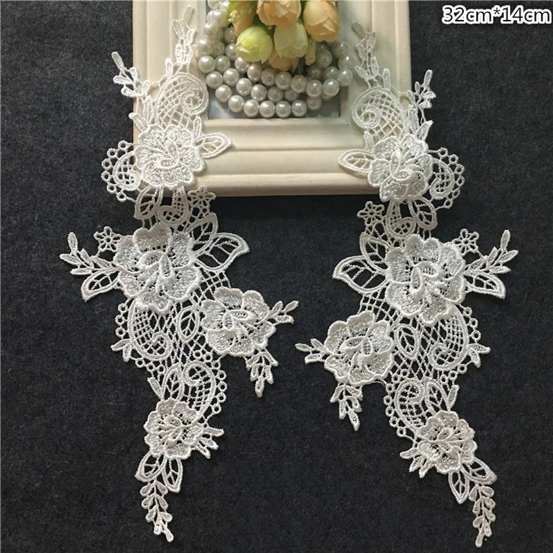 Vintage White Flower Embroidery Lace Appliqued Fabric Jacquard Ribbon Lace Fabric Sewing Trims 32*14cm 10pcs/lot
Vintage White Flower Embroidery Lace Appliqued Fabric Jacquard Ribbon Lace Fabric Sewing Trims 32*14cm 10pcs/lot