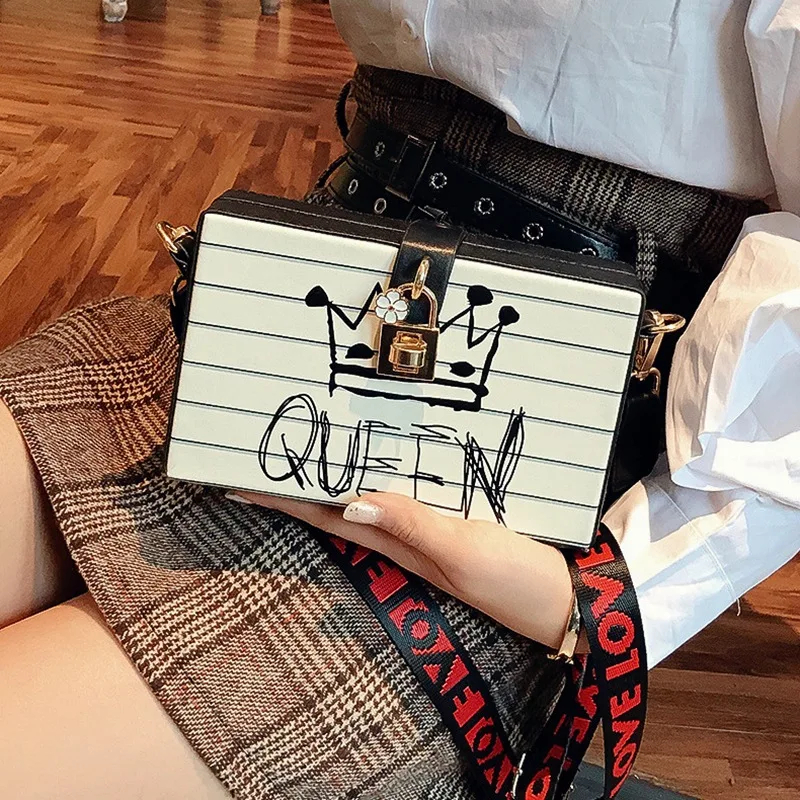 Новый стиль модная дизайнерская женская сумка клатч с надписью и короной через