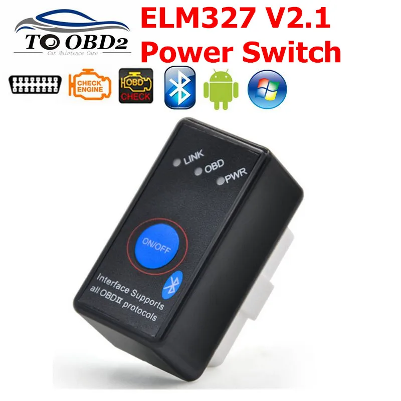 ELM327 Bluetooth V2.1 with Power Switch on/off OBDII Diagnostic Tool for Android/PC ELM 327 OBD2 Torque
ELM327 Bluetooth V2.1 with Power Switch on/off OBDII Diagnostic Tool for Android/PC ELM 327 OBD2 Torque