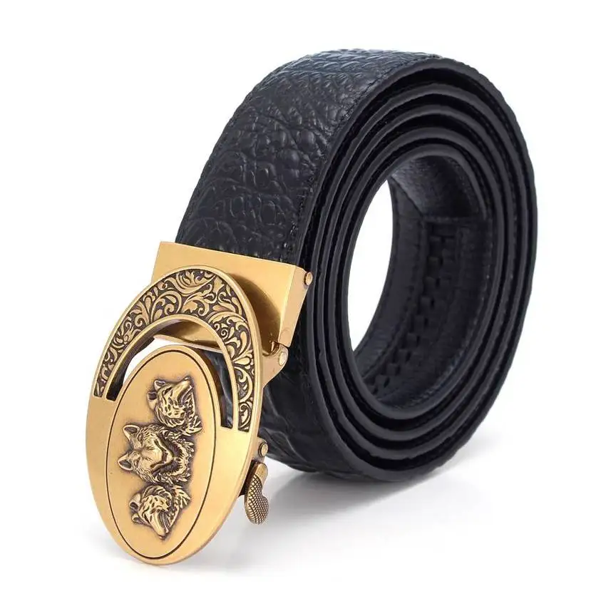 Crocodile Grain Men Genuine Leather Belt Wolf Buckle Leather Belts Automatic Buckle Luxury Jeans Belt Quality Guarantee HB004
Crocodile Grain Men Genuine Leather Belt Wolf Buckle Leather Belts Automatic Buckle Luxury Jeans Belt Quality Guarantee HB004