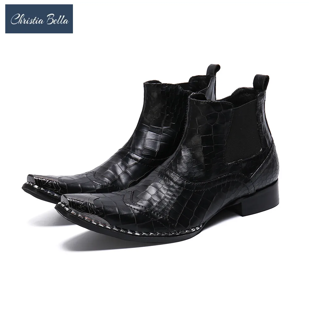 Christia Bella Winter Autumn Real Leather Men Boots Square Toe Chelsea Boots British Party Dress Shoes Cowboy Ankle Boots
Christia Bella Winter Autumn Real Leather Men Boots Square Toe Chelsea Boots British Party Dress Shoes Cowboy Ankle Boots