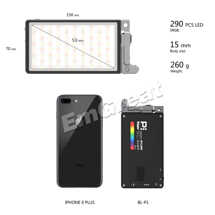 Boling BL-P1 RGB Full Color LED Video Light P1 12W 2500K-8500K Dimmable for Photography Studio DSLR Camera Vlogging Live | Электроника