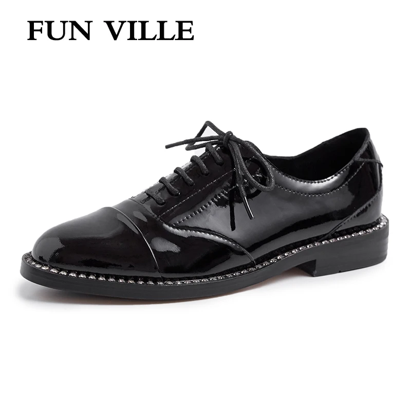 FUN VILLE Spring Summer Brogue Shoes New Fashion Women Flats shoes Patent Leather low heel Round Toe Lace up sexy ladies shoes
FUN VILLE Spring Summer Brogue Shoes New Fashion Women Flats shoes Patent Leather low heel Round Toe Lace up sexy ladies shoes