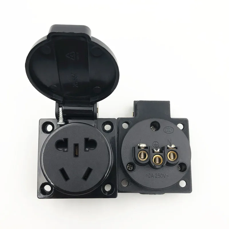 1 шт. черный AU/US/EU промышленная безопасная розетка 10A 250V IP54 NF Сертификация
