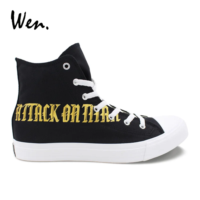 Wen Black High Top Canvas Sneakers Design Attack on Titan Hand Painted Anime Athletic Shoes Men Gym Shoes Plimsolls Women
Wen Black High Top Canvas Sneakers Design Attack on Titan Hand Painted Anime Athletic Shoes Men Gym Shoes Plimsolls Women