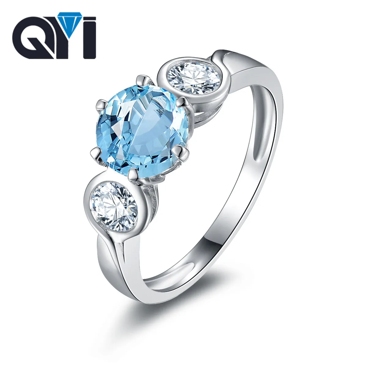 QYI Natural sky Blue Topaz Rings 925 Sterling Silver Women Wedding Jewelry Gemstone Three Stone Engagement Cocktail Party Rings
QYI Natural sky Blue Topaz Rings 925 Sterling Silver Women Wedding Jewelry Gemstone Three Stone Engagement Cocktail Party Rings