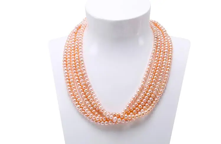 5 Rows Women Jewelry natural pearl 6mm pink freshwater pearl Magnet clasp handmade necklace gift 43cm 17''
5 Rows Women Jewelry natural pearl 6mm pink freshwater pearl Magnet clasp handmade necklace gift 43cm 17''