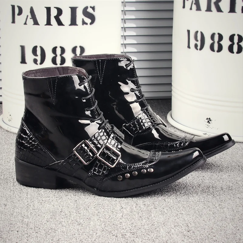 CuddlyIIPanda Men Fashion Ankle Boots Autumn Winter Patent Leather Punk Rivets Ankle Boots Pointed Toe Men Boots Botas Hombre
CuddlyIIPanda Men Fashion Ankle Boots Autumn Winter Patent Leather Punk Rivets Ankle Boots Pointed Toe Men Boots Botas Hombre