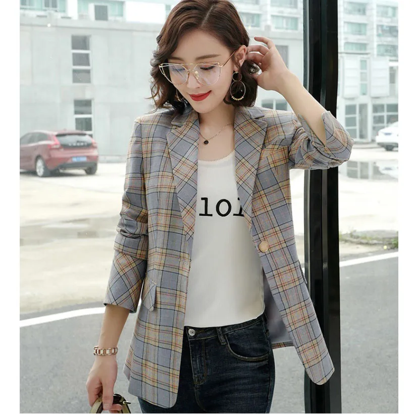 Vintage Plaid Women Blazer Pockets Jackets Female Retro Suits Coat Feminino blazers Outerwear 2019 autumn casual plaid blazer
Vintage Plaid Women Blazer Pockets Jackets Female Retro Suits Coat Feminino blazers Outerwear 2019 autumn casual plaid blazer