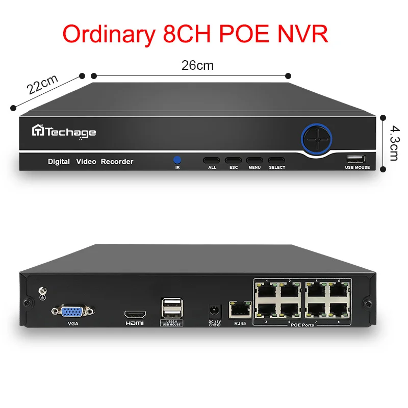 Techage 8CH 1080 P POE NVR комплект 10 1 "ЖК-монитор 2.0MP ИК Открытый безопасности IP камеры P2P