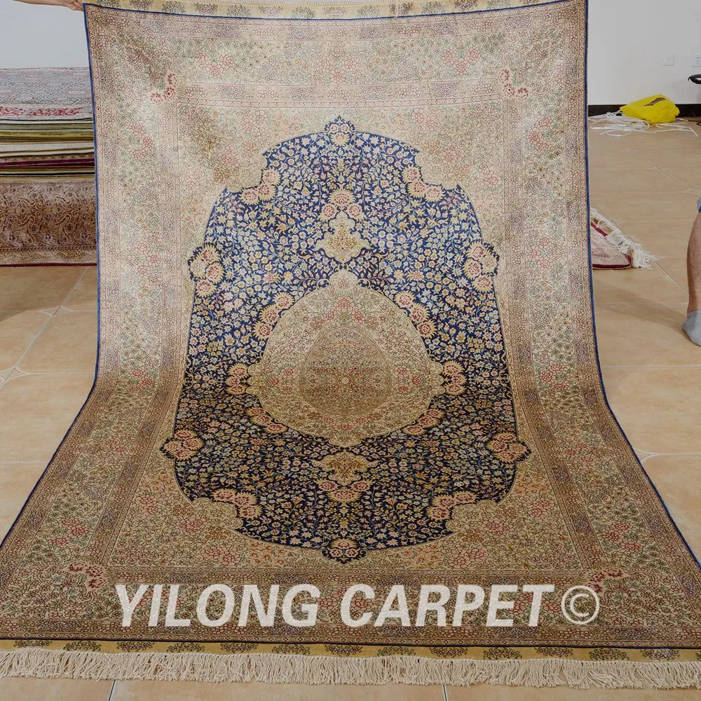 Yilong 5'x8' Persian silk carpet dark blue vantage hand knotted traditional oriental rug (0999)
Yilong 5'x8' Persian silk carpet dark blue vantage hand knotted traditional oriental rug (0999)